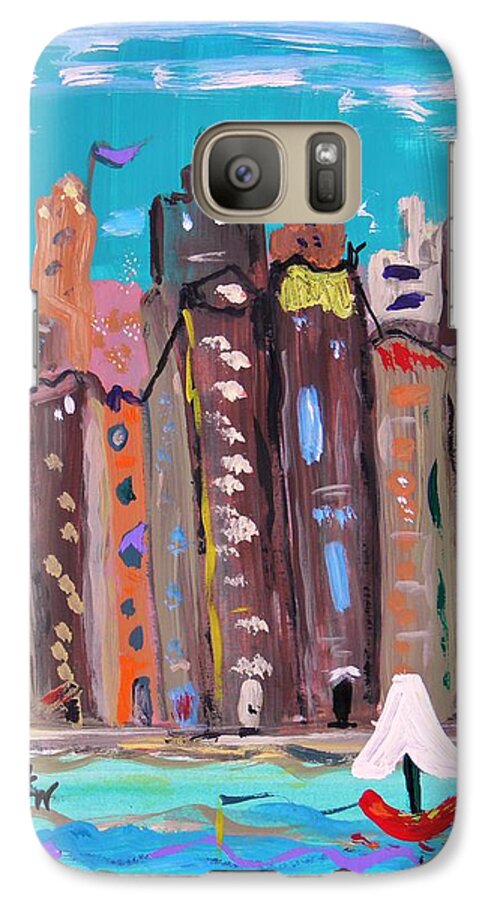 Sail Galaxy S7 Case featuring the painting Crowded by the Sea by Mary Carol Williams