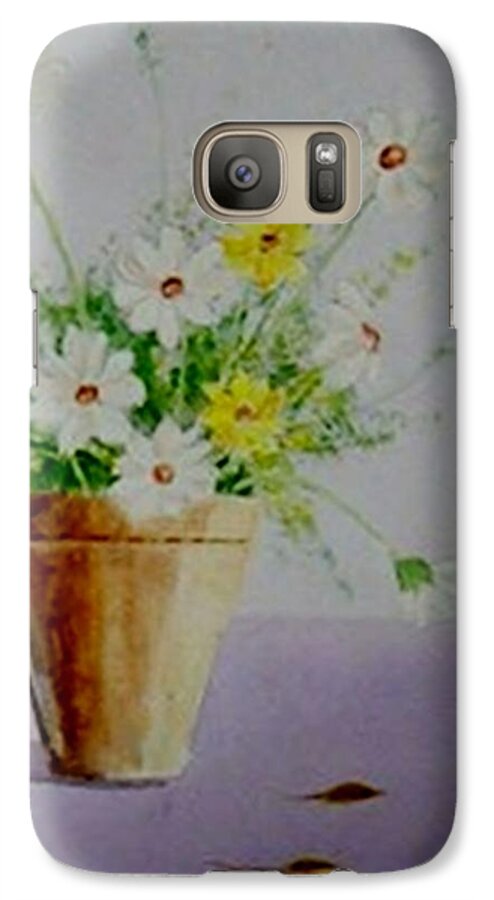 Daisies Galaxy S7 Case featuring the painting Daisies in Pot by Jamie Frier