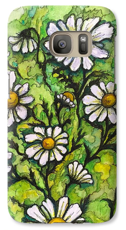Original Copy Galaxy S7 Case featuring the painting Daisies by Rae Chichilnitsky