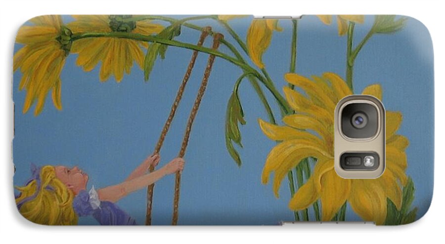 Swinging Galaxy S7 Case featuring the painting Daisy Days by Karen Ilari
