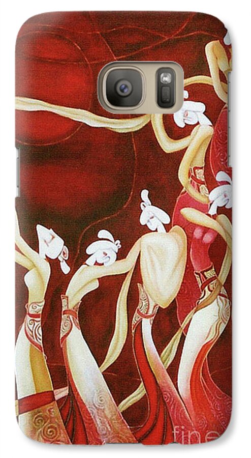 Traditional Figuration Galaxy S7 Case featuring the painting Dance With The Wind by Fei A
