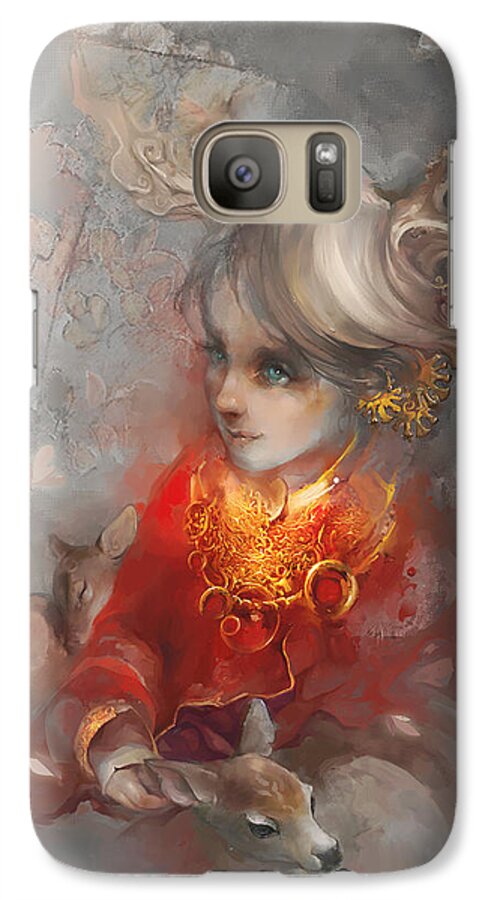 Portrait Galaxy S7 Case featuring the digital art Deer Princess by Te Hu