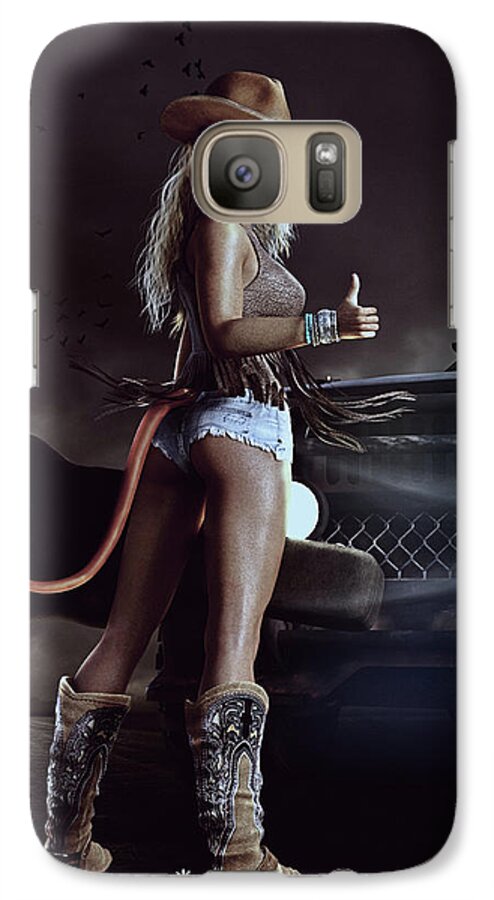 Beautiful Woman Galaxy S7 Case featuring the digital art Devil in Blue Jeans by Shanina Conway