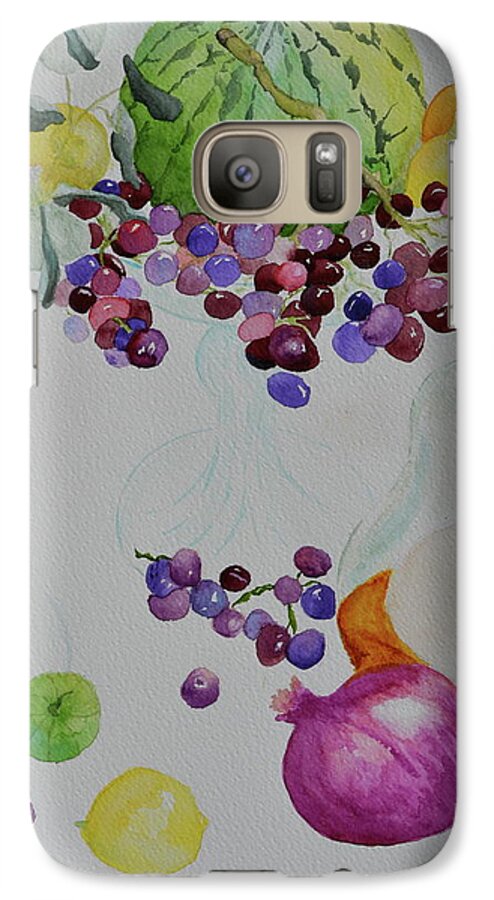 Still Life Galaxy S7 Case featuring the painting Django's Grapes by Beverley Harper Tinsley