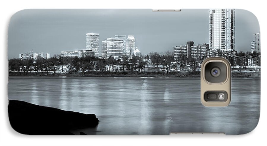 Tulsa Galaxy S7 Case featuring the photograph Downtown Tulsa Oklahoma - University Tower View - Black and White by Gregory Ballos