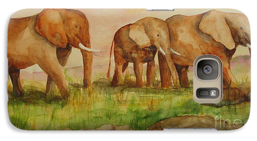 Elephant Galaxy S7 Case featuring the painting Elephant Parade by Vicki Housel