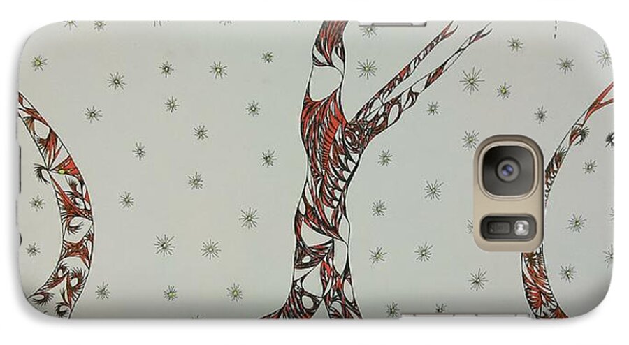Abstract Galaxy S7 Case featuring the drawing Erinyes by Robert Nickologianis