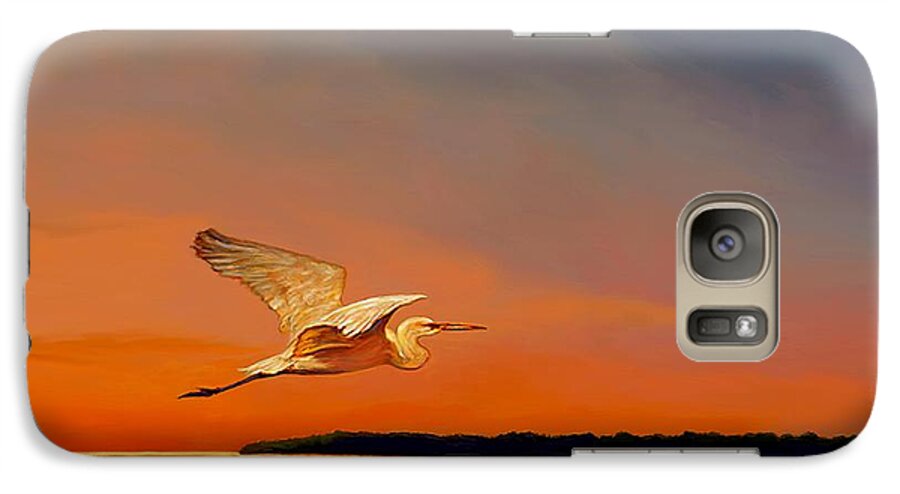 Shore Bird Galaxy S7 Case featuring the painting Evening Flight by David Van Hulst