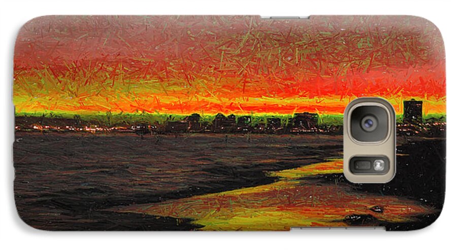 Fiery Susnet Galaxy S7 Case featuring the digital art Fiery Sunset by Mariola Bitner