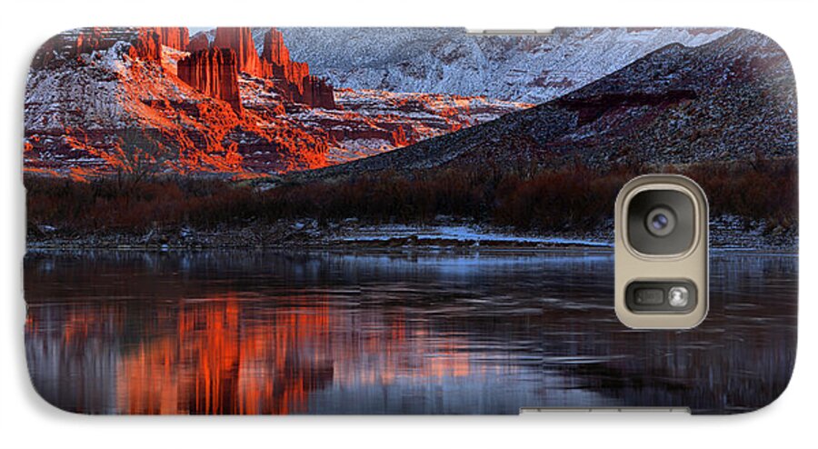 Fisher Towers Galaxy S7 Case featuring the photograph Fisher Towers Sunset On The Colorado by Adam Jewell