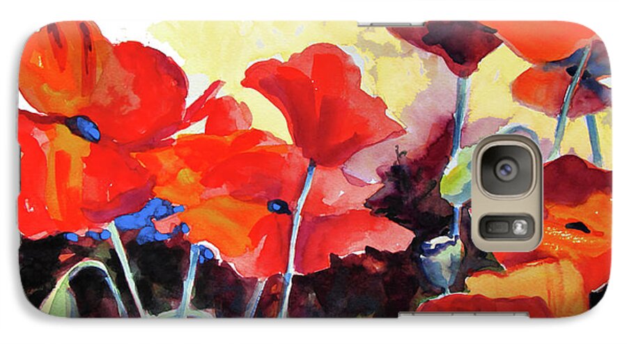 Paintings Galaxy S7 Case featuring the painting Flaming Poppies by Kathy Braud