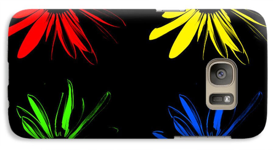 Red Galaxy S7 Case featuring the photograph Four Flowers by Maggy Marsh