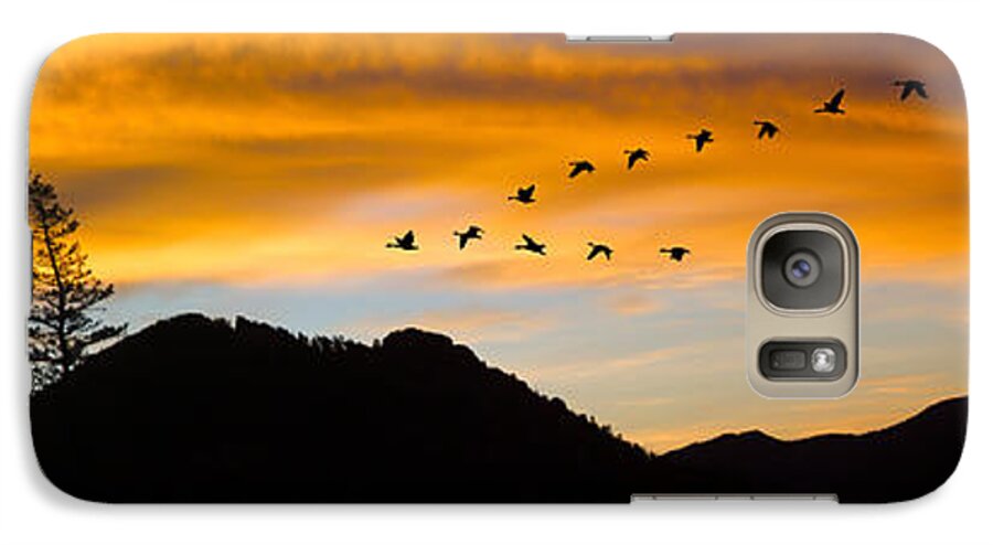 Goose Galaxy S7 Case featuring the photograph Geese At Sunrise by Shane Bechler