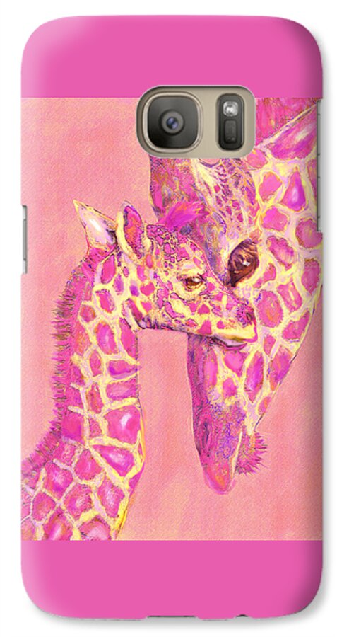  Jane Schnetlage Galaxy S7 Case featuring the digital art Giraffe Shades- Pink by Jane Schnetlage