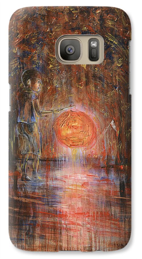 Child Galaxy S7 Case featuring the painting Glow in the Dark by Nik Helbig