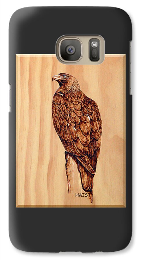 Eagle Galaxy S7 Case featuring the pyrography Golden Eagle by Ron Haist