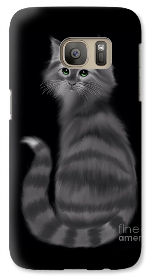 Cats Galaxy S7 Case featuring the painting Gray Striped Cat by Nick Gustafson