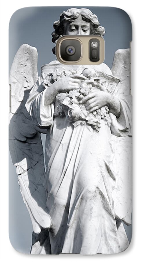 Angel Galaxy S7 Case featuring the sculpture Grieving Angel on the old graveyard by Yurix Sardinelly