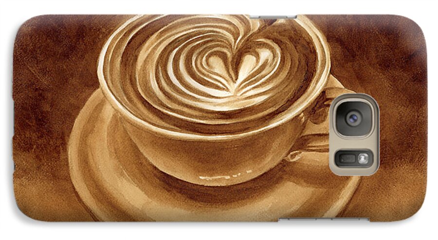 Coffee Art Galaxy S7 Case featuring the painting Heart Latte by Hailey E Herrera