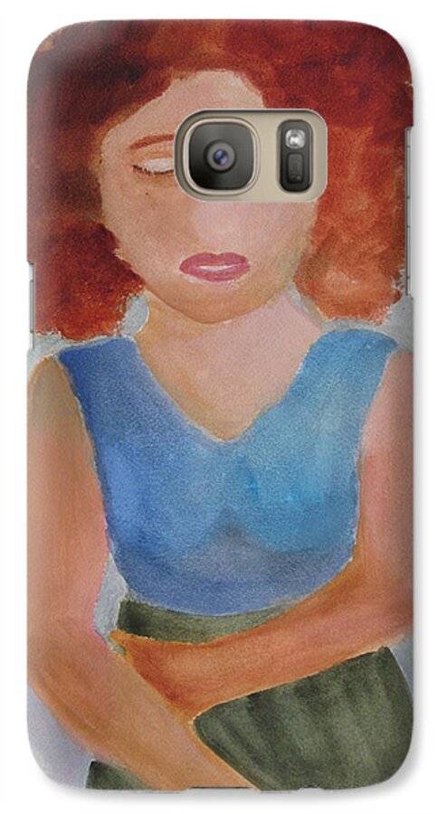 Girl Galaxy S7 Case featuring the painting Herself by Sandy McIntire