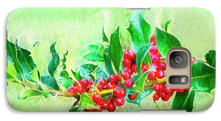 Holly Branch Galaxy S7 Case featuring the photograph Holly Berries Photo Art by Sharon Talson