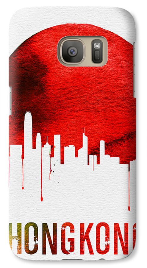 Hong Kong Galaxy S7 Case featuring the digital art Hong Kong Skyline Red by Naxart Studio