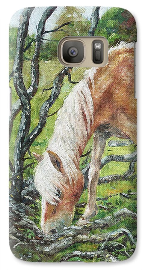Horse Galaxy S7 Case featuring the painting Horse with burnt tree by Martin Davey