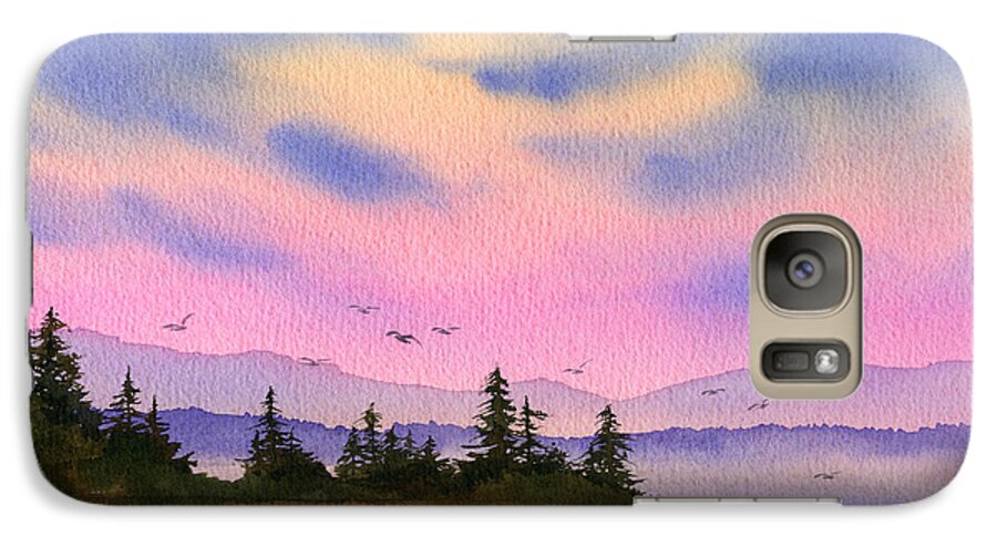 Watercolor Galaxy S7 Case featuring the painting Inland Sea Sunset by James Williamson