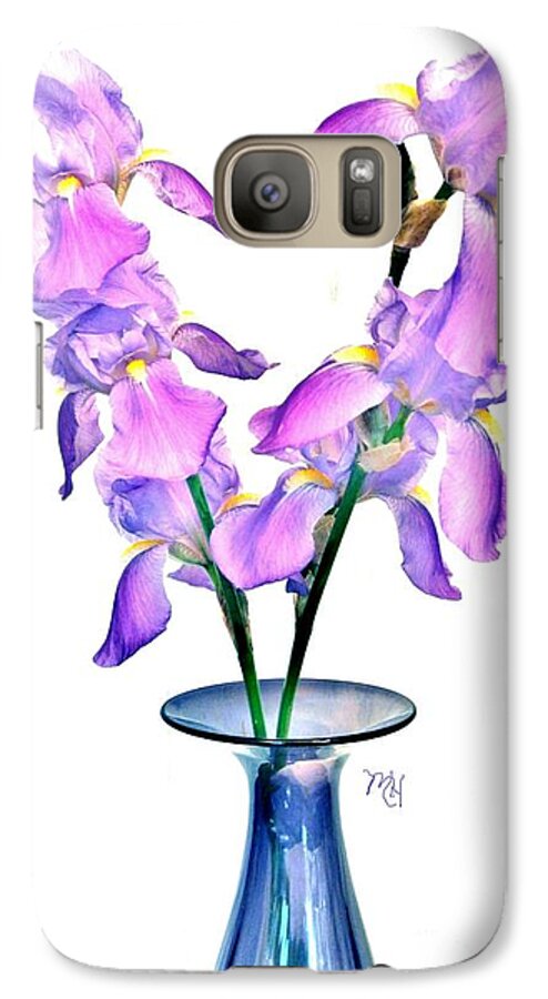 Photo Galaxy S7 Case featuring the digital art Iris Still Life in a Vase by Marsha Heiken
