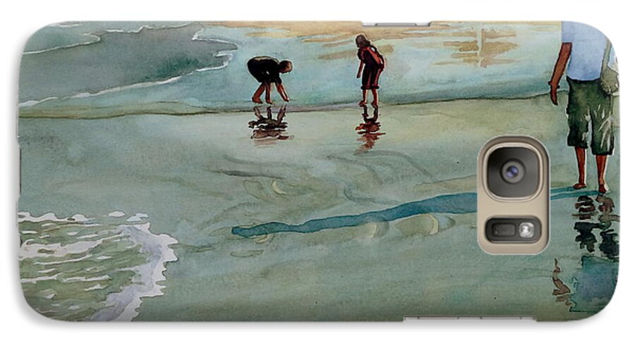 Beach Galaxy S7 Case featuring the painting Jacksonville Shell Hunt by Jeffrey S Perrine