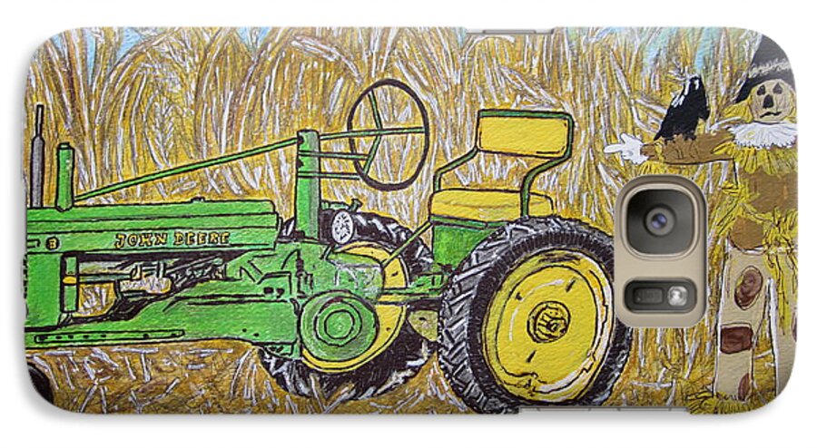 John Deere Galaxy S7 Case featuring the painting John Deere Tractor and the Scarecrow by Kathy Marrs Chandler