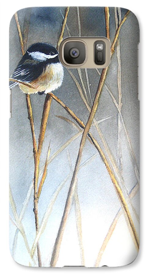 Chickadee Galaxy S7 Case featuring the painting Just Thinking by Patricia Pushaw