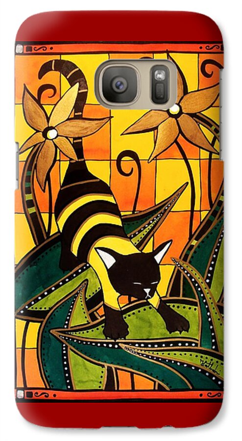 Cats Galaxy S7 Case featuring the painting Kitty Bee - Cat Art by Dora Hathazi Mendes by Dora Hathazi Mendes