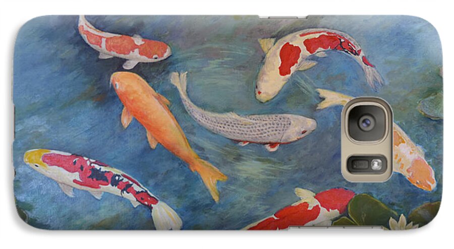 Koi Galaxy S7 Case featuring the painting Koi IV by Sandra Nardone