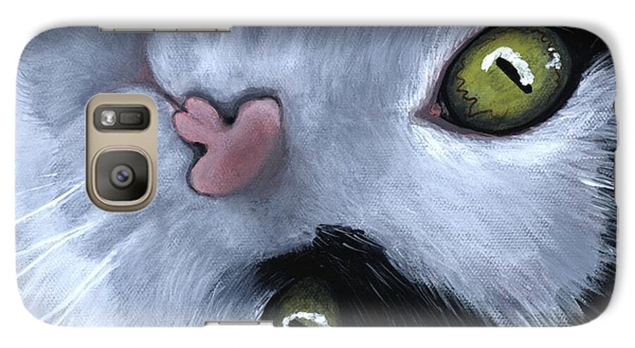Cat Galaxy S7 Case featuring the painting Looking at You by Anastasiya Malakhova