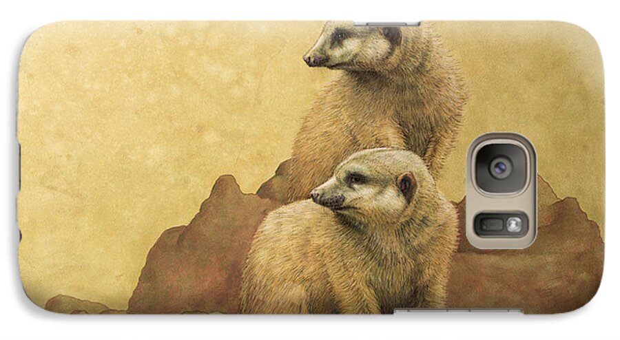 Meerkats Galaxy S7 Case featuring the painting Lookouts by James W Johnson