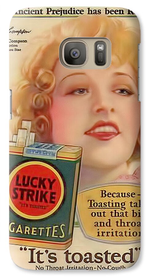 1929 Lucky Strike Poster Staley Art Add Advertisement Magazine Vintage Roaring 20s Cigarettes Smoking Tobacco Toasted Pack Galaxy S7 Case featuring the digital art Lucky Strike Poster by Chuck Staley