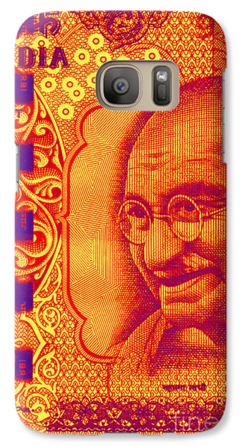 Gandhi Galaxy S7 Case featuring the digital art Mahatma Gandhi 500 rupees banknote by Jean luc Comperat