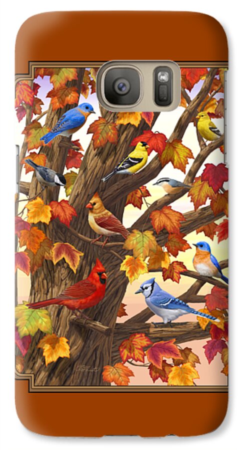 Bird Galaxy S7 Case featuring the painting Maple Tree Marvel - Bird Painting by Crista Forest