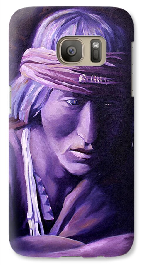 Native American Galaxy S7 Case featuring the painting Medicine Man by Nancy Griswold