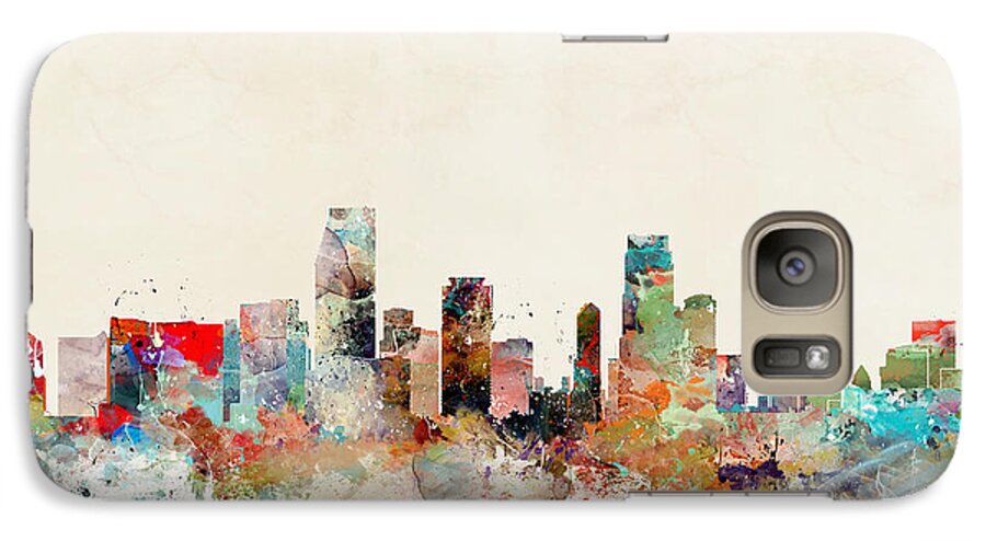Miami City Skyline Miami Florida Galaxy S7 Case featuring the painting Miami Florida by Bri Buckley