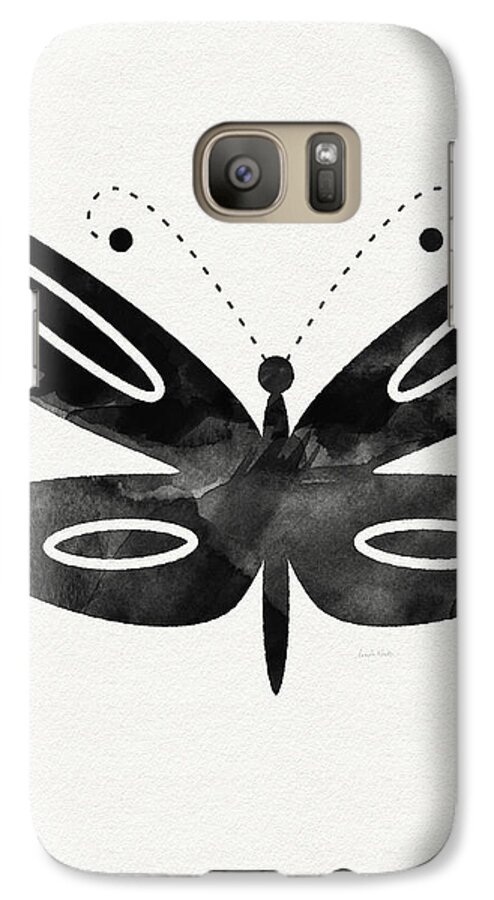 Butterfly Galaxy S7 Case featuring the mixed media Midnight Butterfly 1- Art by Linda Woods by Linda Woods
