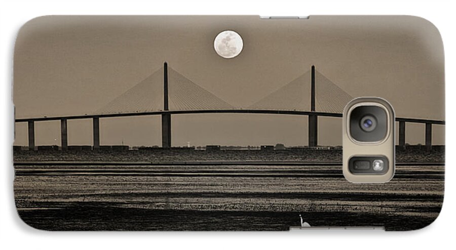 Moon Galaxy S7 Case featuring the photograph Moonrise Over Skyway Bridge by Steven Sparks