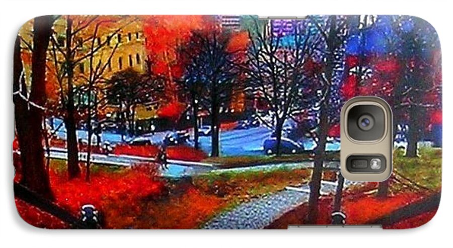 Cityscape Galaxy S7 Case featuring the painting Mount Royal Peel's exit by Marie-Line Vasseur