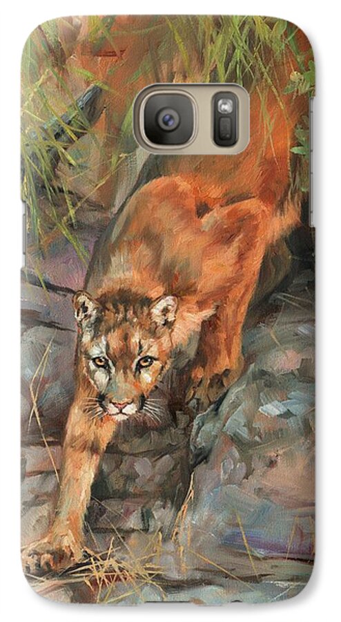 Mountain Lion Galaxy S7 Case featuring the painting Mountain Lion 2 by David Stribbling