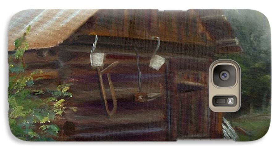 Grainery Galaxy S7 Case featuring the painting Mulberry Farms Grainery by Donna Tuten
