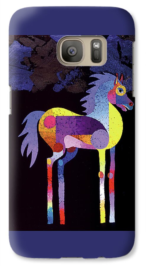 Equine Art Galaxy S7 Case featuring the painting Night Foal by Bob Coonts