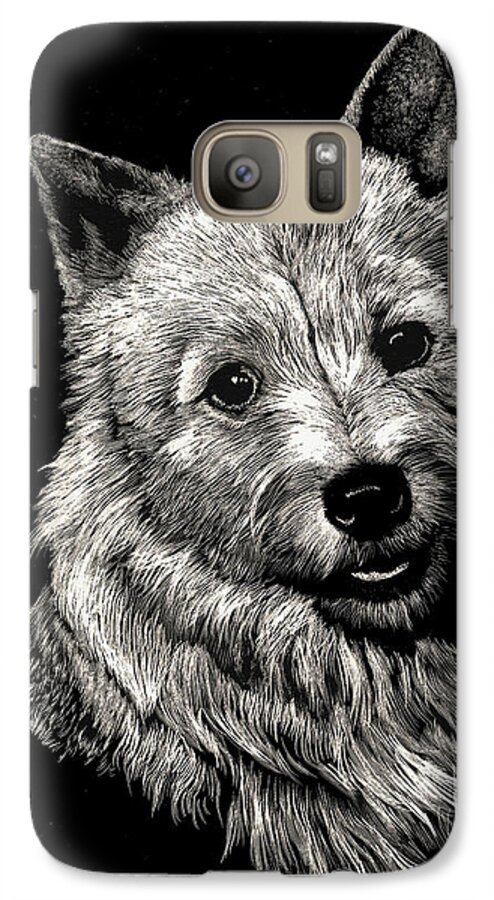 Norwich Galaxy S7 Case featuring the drawing Norwich Terrier by Rachel Bochnia