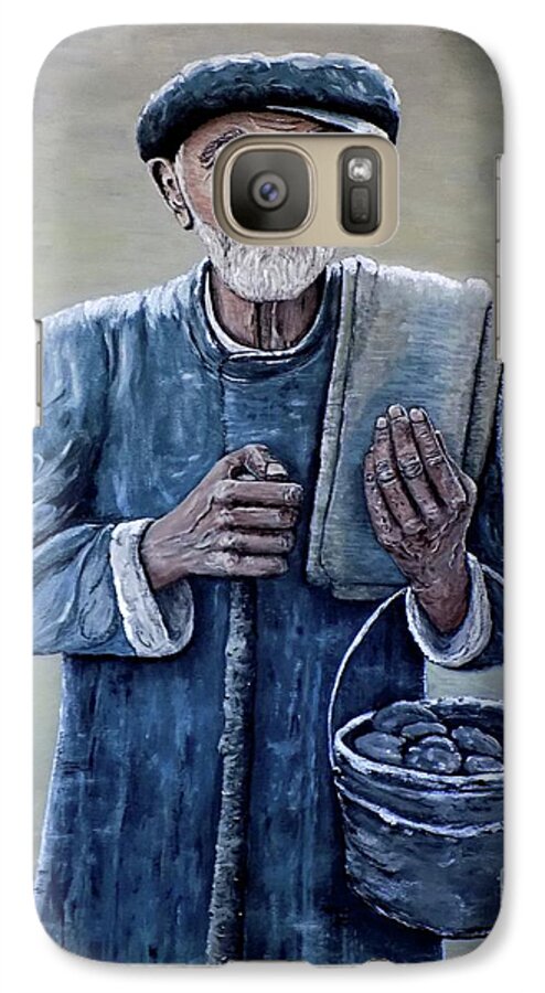 Old Man Galaxy S7 Case featuring the painting Old Man with His Stones by Judy Kirouac