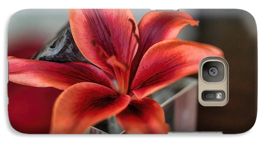 Orange Lily Galaxy S7 Case featuring the photograph Orange Lilly and her Companion Abstract by Diana Mary Sharpton